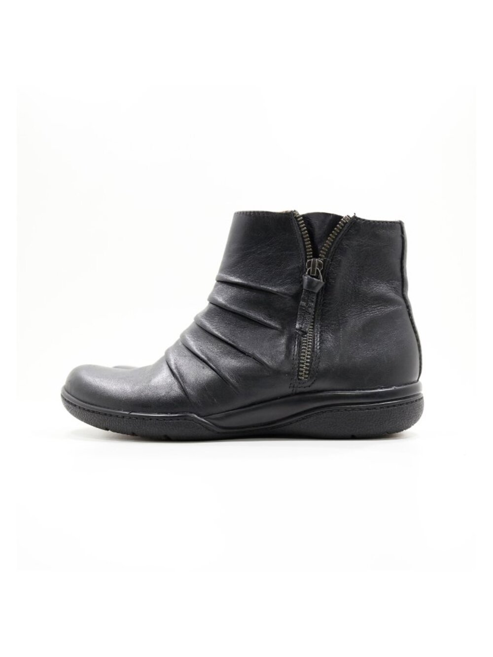 Clarks Kearns Blush Black Leather Flat Ankle Boots - Women's 7